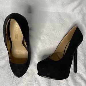 Black suede, 5 inch heels